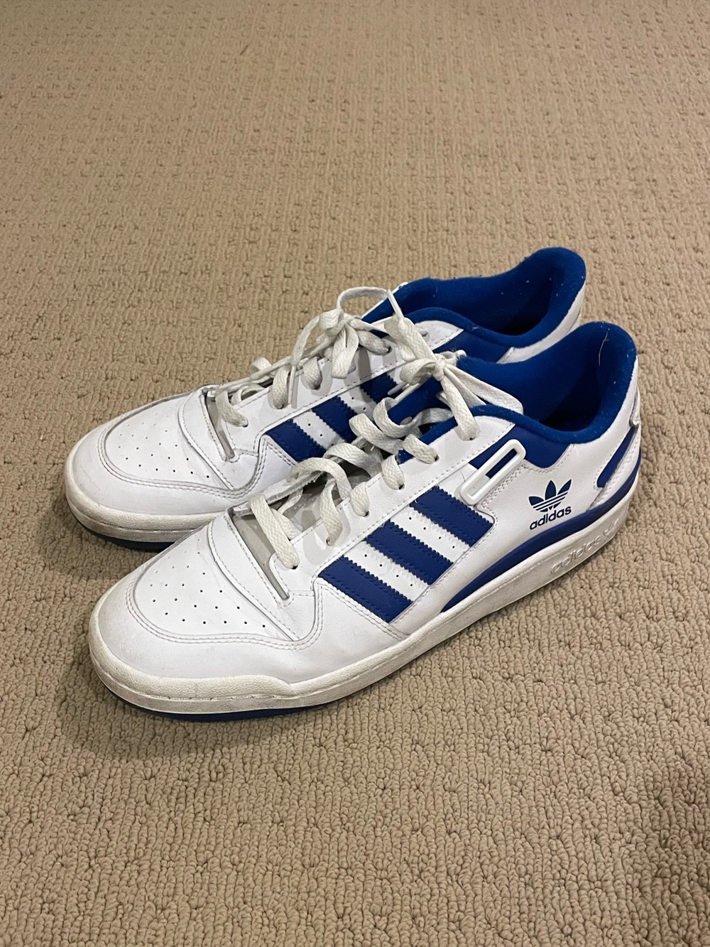 adidas White and Blue Men's Low-Top Sneakers